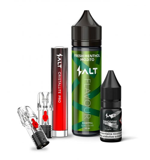 SALT Cristallite PRO vaping kit with a choice of flavors